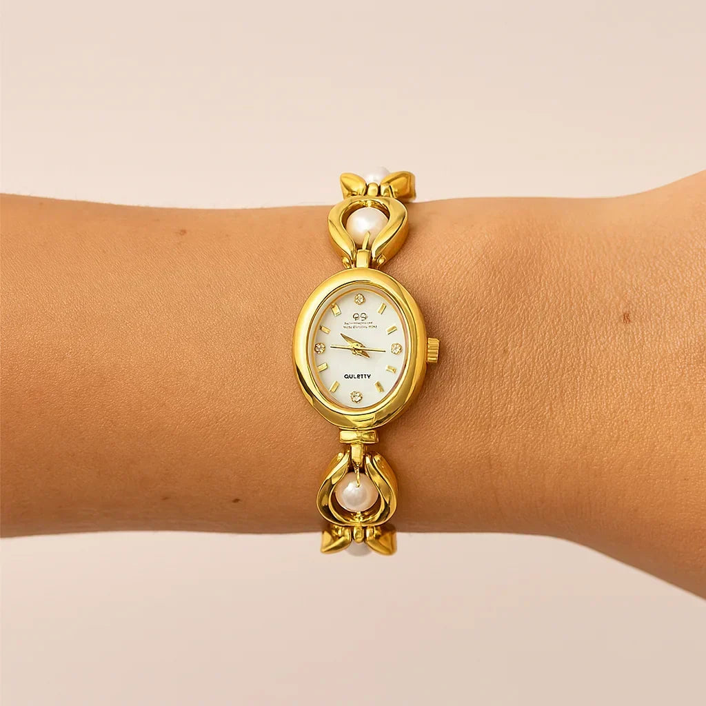 Goldene Perle Vintage-Uhr